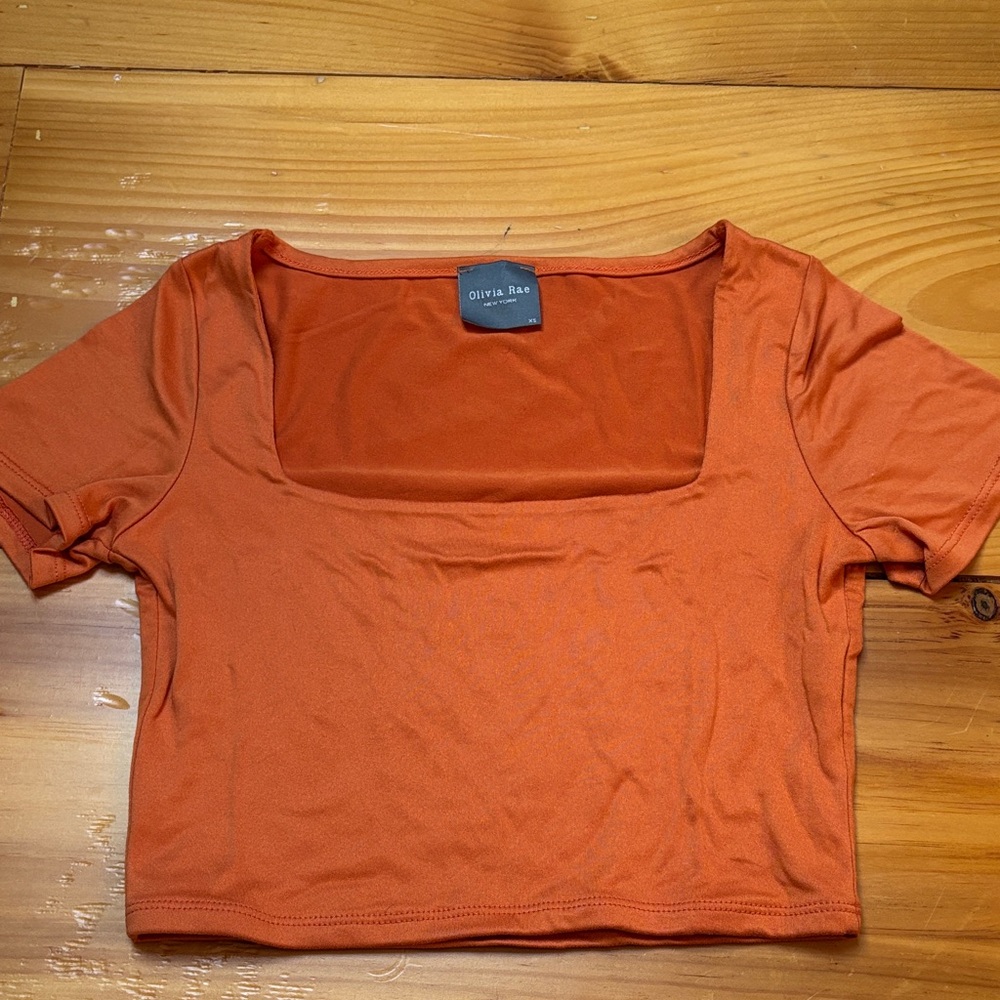 Olivia Rae Burnt Orange Square Neck Blouse